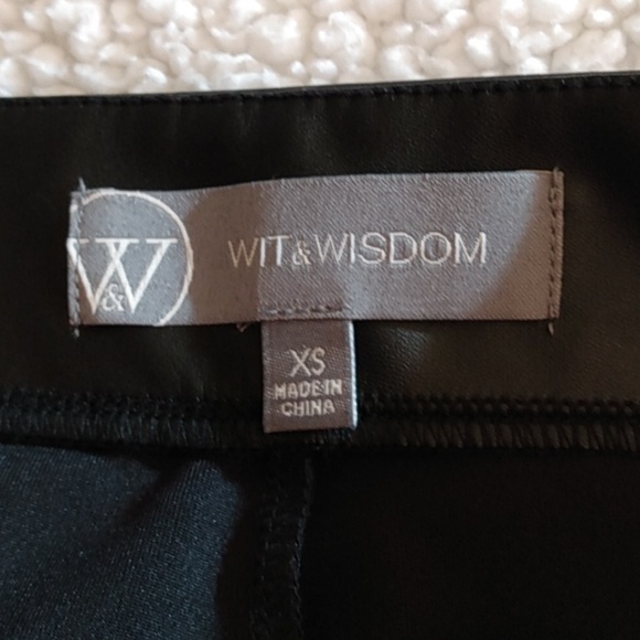 Wit & Wisdom Black Faux Leather Pants Elastic Waist / Pockets Extra Small - Picture 6 of 16